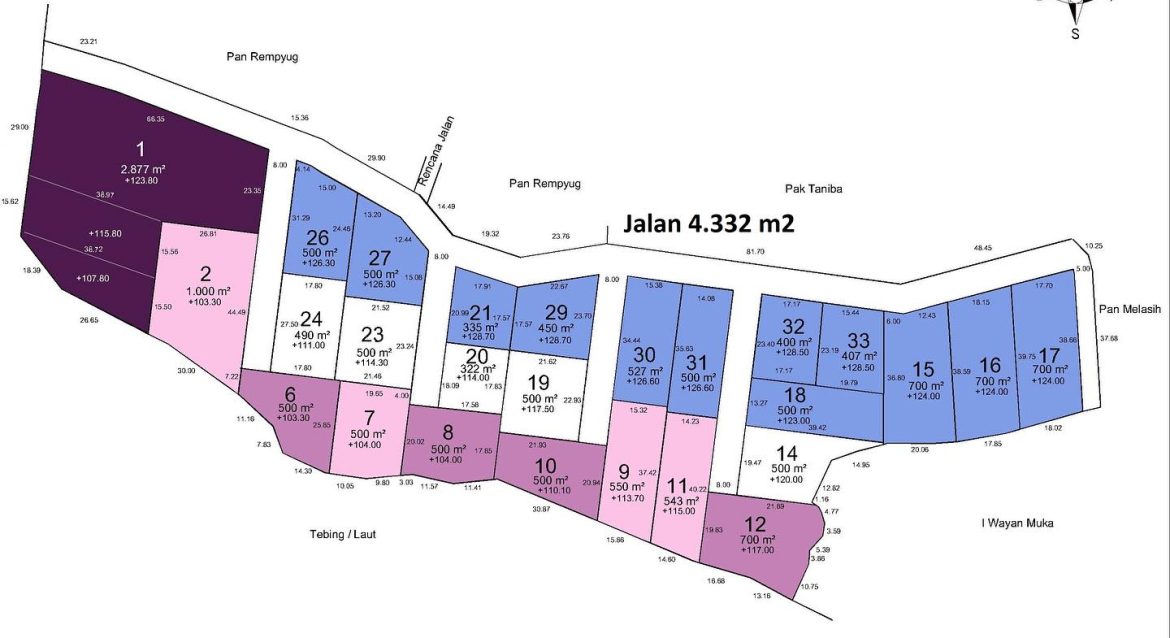 For Sale 4 Are Land in The Kelingking Cliff Nusa Penida