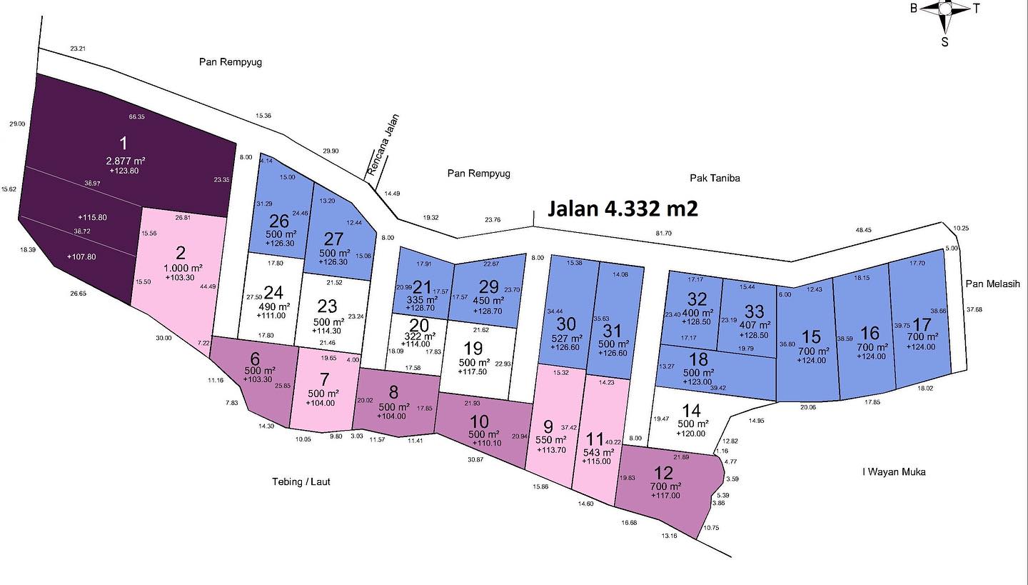 For Sale 4 Are Land in The Kelingking Cliff Nusa Penida